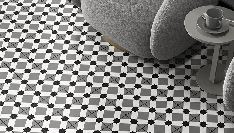 black floor tiles by tile village