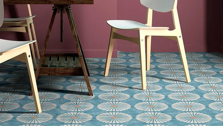 blue floor tiles by tile village