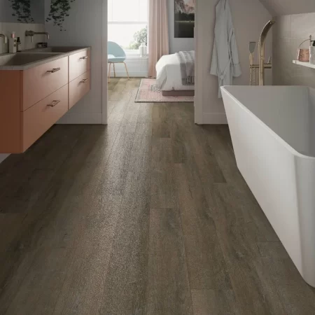 click lux antique cedar on a bathroo floor. L10009
