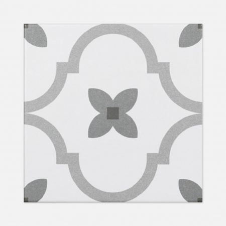 zodiac gemini white and grey pattern floor tile in 25x25cm.
