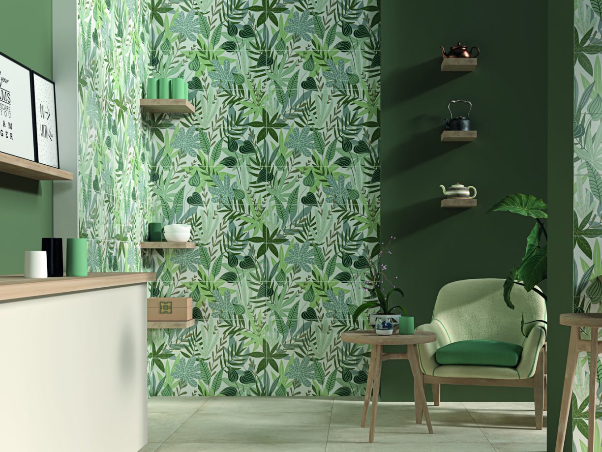 Botanical Jungle Tropical Garden Ceramic Feature Wall Tiles