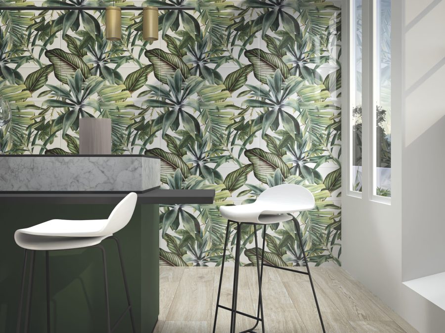 Botanical Tropical Jungle Ceramic Wall Feature Tiles