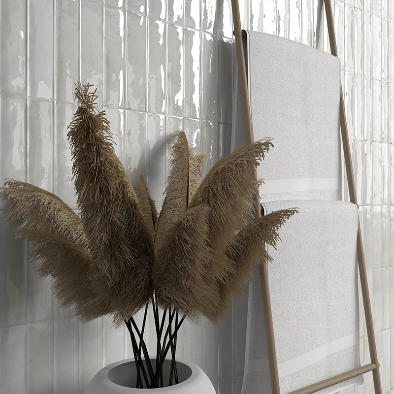 artisan bianco (white) subway style effect wall tile in a bathroom.