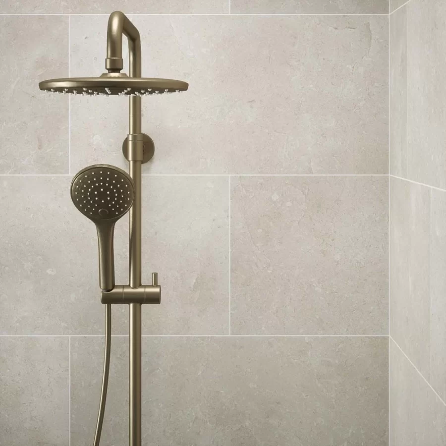 Verona's bloomberg matt in a bathroom setting, they are matt finish and 300x600mm ceramic tiles.