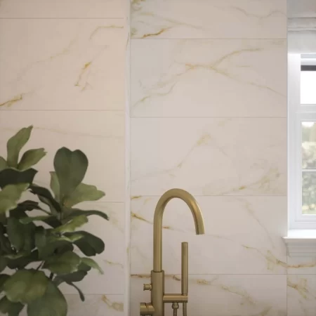 image of goldman matt 300x600mm ceramic wall tiles in a bathroom.