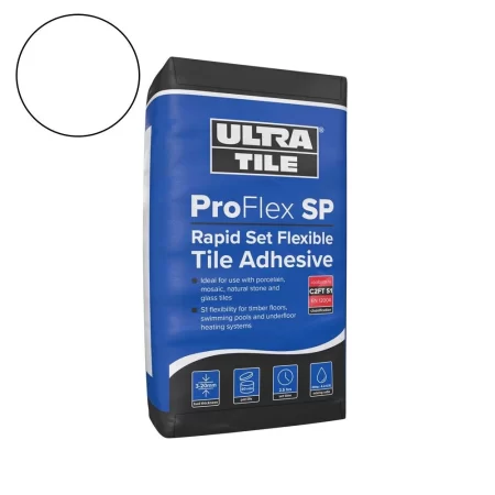 Instarmac ultra pro flex sp wall and floor tile adhesive in white 20kg bag.