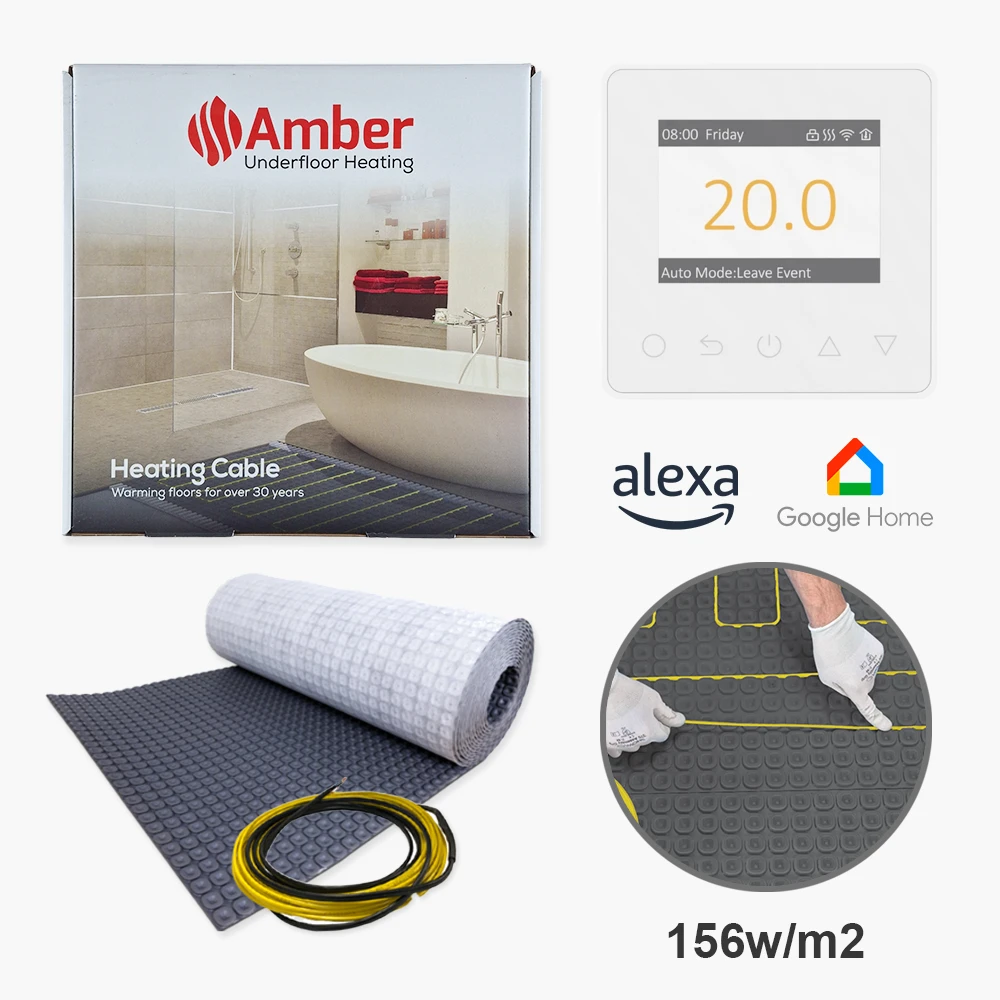 amber heating cable and decoupling membrane kit 156w/m2