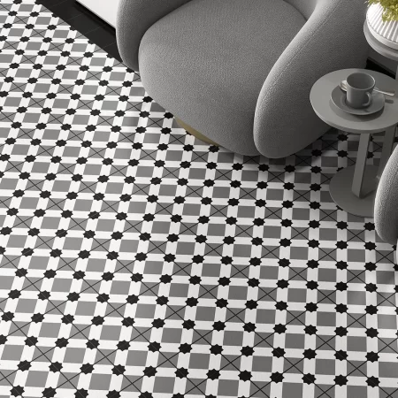 retromix cold star tiles in 150x150mm tiles on a floor, these tiles are made by vitra
