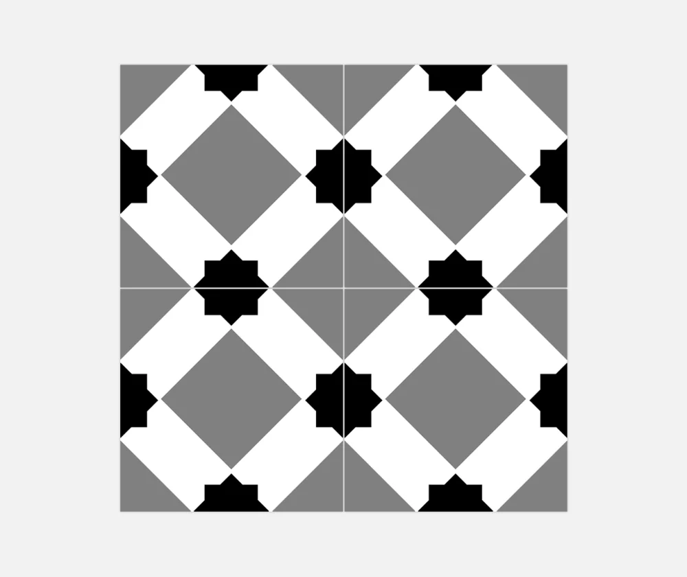 an image of four tiles together of retromix cold star tiles in 150x150mm tiles, these tiles are made by vitra