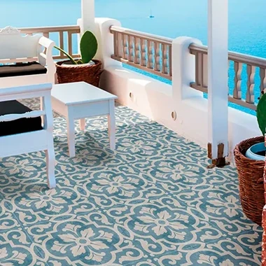 an image of porch tiles on the floor.